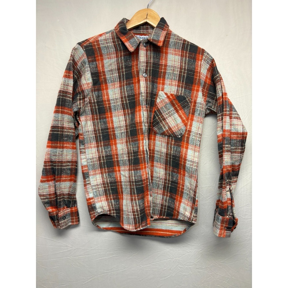 The Alaska Button Up Flannel Shirt Mens Red Black Plaid Cotton Comfort S Vintage